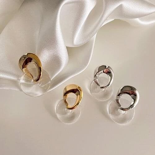 AENSOA 2021 New Korea Transparent Circle Acrylic Resin Earring Minimalism Clear Geometric Earring for Women Party Travel Jewelry