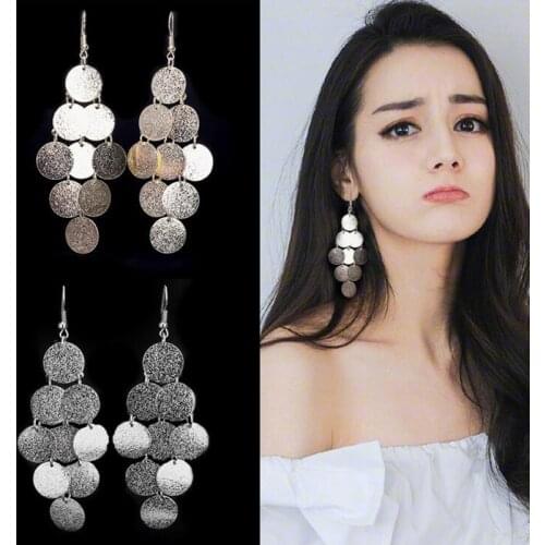 Large Vintage Fashion Scrub Round Clip on Earrings and Drop Pierced Earrings for Women Party Wedding Elegant Earrings Wholesale