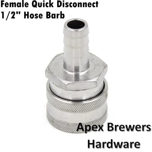 Female Quick Disconnec-1/2"Hose Barb, Ball Lock Style, Homebrew Brewer Hardware, Wholesale and Retail