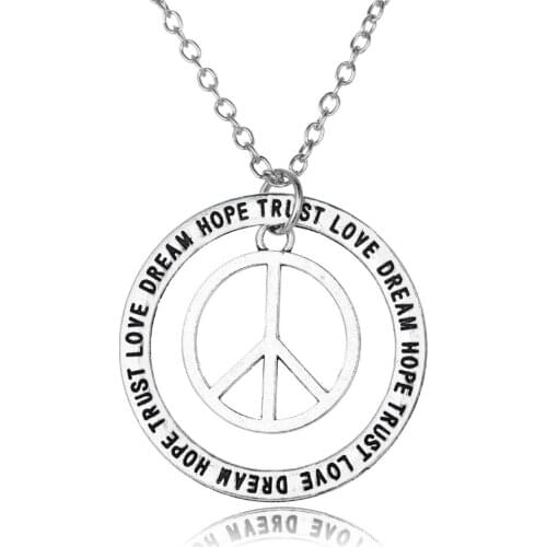 Love & Peace Logo Pendant Dream Hope Trust Love Letter Chain Charm Necklaces Forever Fashion Jewelry Friends Necklace Gift