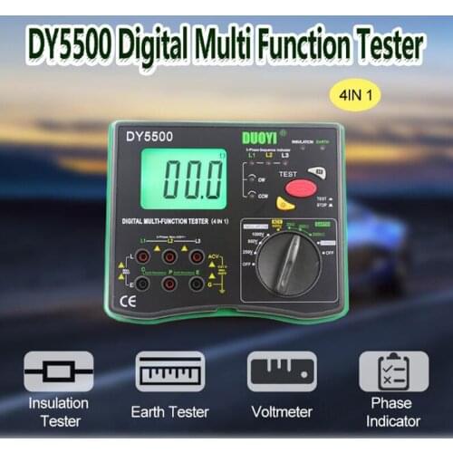 DY5500 Digital Multifunction Resistance Tester Multimeter Insulated Ground Voltmeter Measurement Phase Indicator
