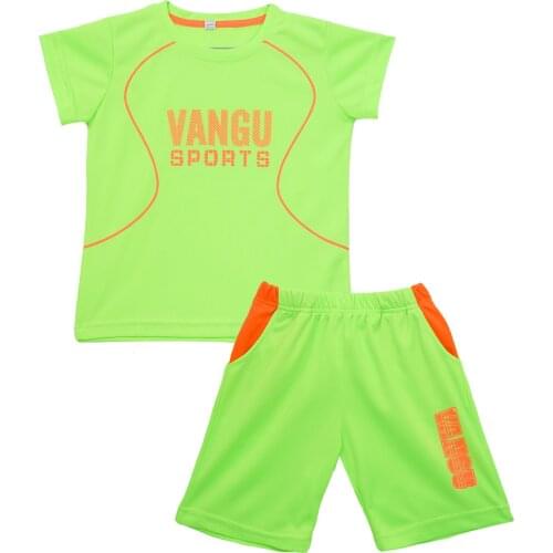 Kids Boys Breathable Net Sport Suit Tracksuit Outfit Basketball Football Uniform Sport T-shirt and Shorts Set Child Sportswear