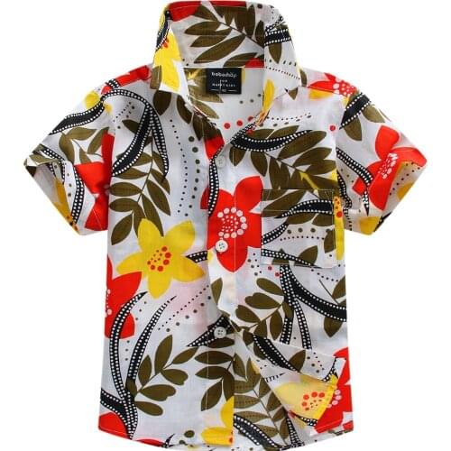 Cotton 100% floral shirt hawaiian shirt aloha shirt for boy T1550
