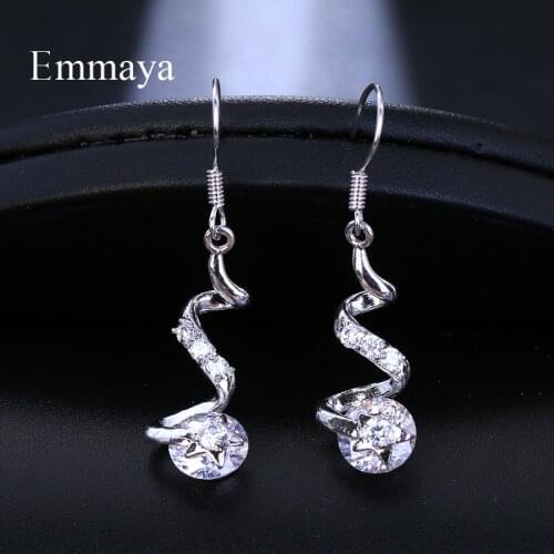 EMMAYA Hot Elegant 2 Colors Heliciform Pendant Shape jewelry Long Drop AAA CZ for Beautiful Women Girl Party Wedding