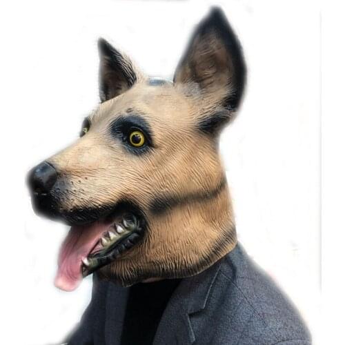 Wolfdog Mask Halloween German Shepherd Latex Dog Head Animal Mask Full Face Adult Mask Masquerade Party Cosplay Costume Props