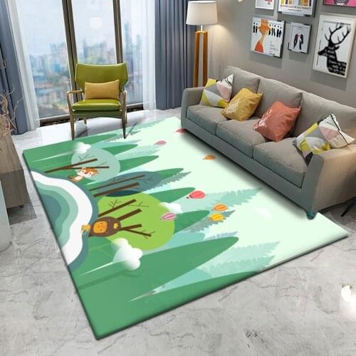 Fashion Children Flannel Carpet Educational Game Forest Carpet Baby Green Tree Patten Mat Rectangular Play Carpet Childrens