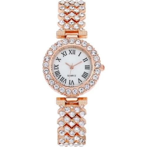 Ms Roman fashion lines set auger watch female table quartz watch bracelet wrist watch