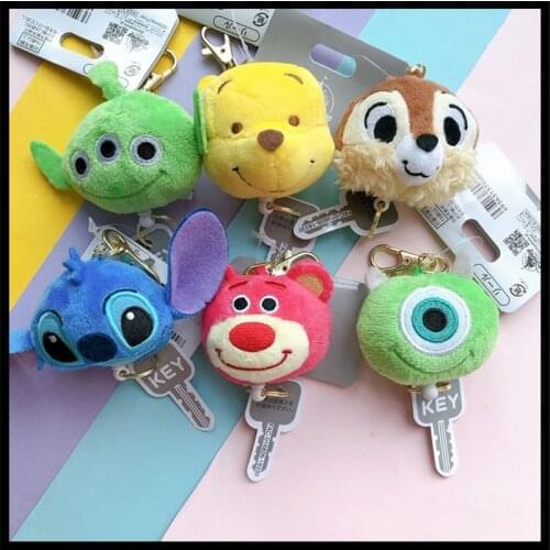 Cartoon Cute Three-Eyed Stitch Pooh Chipmunk Retractable Key Ring Buckle Bag Pendant
