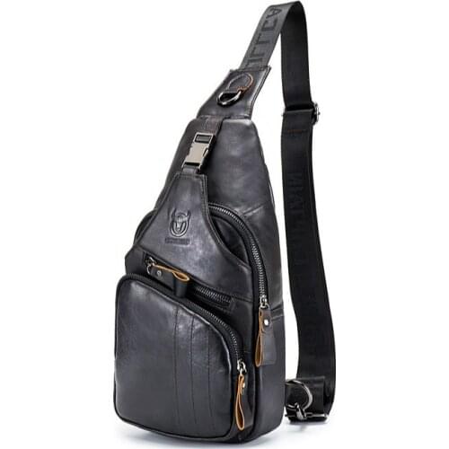 Natural Cowskin Genuine Leather Mens Chest Bag Casual Crossbody Bags Fashion Male Chest Pack Large Capacity Business Bags