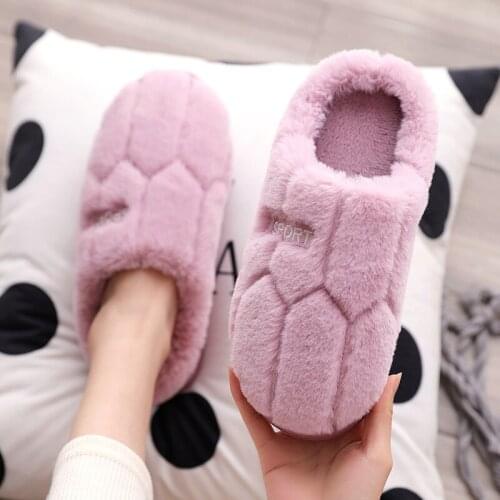 Mens and Womens Autumn and Winter Couple Cotton Slippers Indoor and Outdoor Cute Non-slip Thick Bottom Home