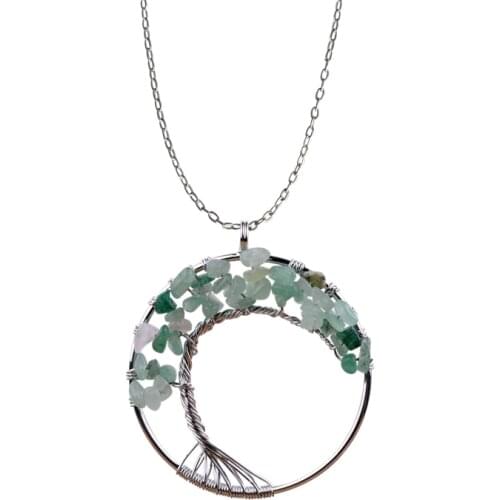 Natural Stone Hollow Vine Pendant 7 Chakra Yoga Wisdom Tree Necklace Womens Jewelery Gift Flower Pulse 2018 Couple