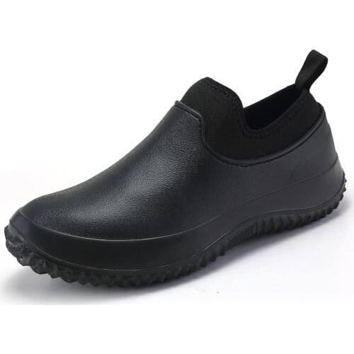 Non-slip Oil-Proof Chef Shoes Waterproof Rain Boots Car Wash Safety Shoes Slip On Kitchen Work Shoes Garden Shoes Big Size 36-49