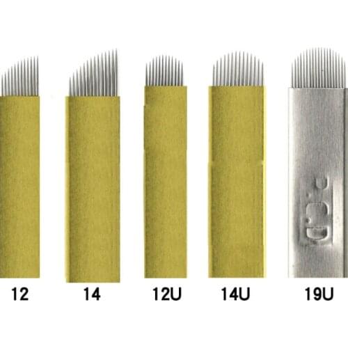 Disposable Eyebrow Microblading Needles,Lip Tattooing Microblades Permanent Makeup Blades for Single Use Only (PCD12/14+PCD12/19