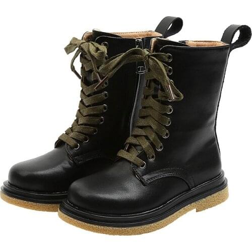 Autumn 2020 new childrens Martin boots short boots girls high boots street fashion lace up simple kids outdoor fashion boots