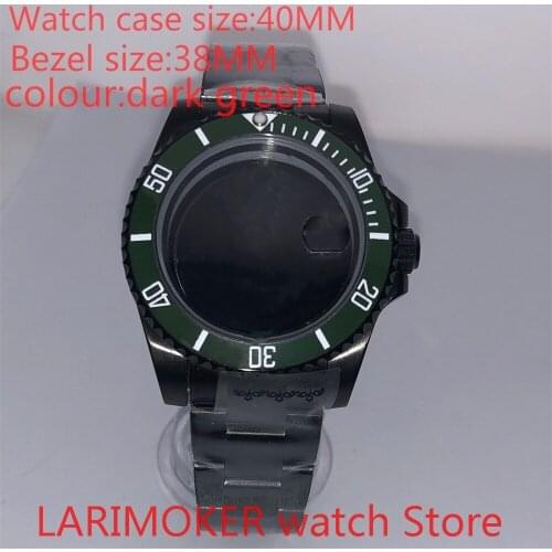 Suitable for NH35 NH36 Miyota 8215 40mm 904L stainless steel housing, sealed black back cover, with rotating bezel drak green