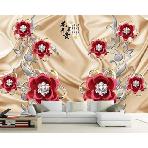 Beibehang Customize any size 3D wall murals living room, modern upscale atmosphere Luxury Silk Diamond Jewelry Photo Wallpaper