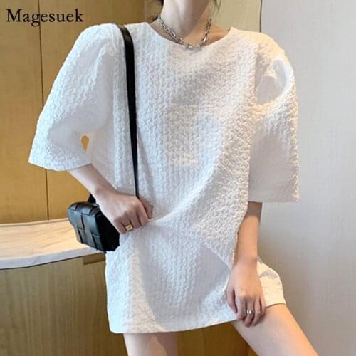 Casual White Dress Women 2021 New Vintage Puff Sleeve Pleated Short Dress Loose Korean Cotton Plus Size Dresses Vestido 15390
