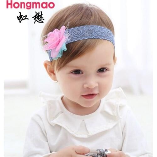 On sale 1pcs kids hair accessories bebe Morning glory Flower headband network elastic hair band photo props lace head band