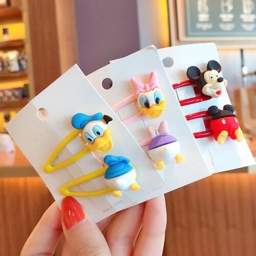 Disney 1set Mickey Minnie Hairpin Cute cartoon children Headband Kids Hair Accessories Girl Hair Band cartoon Hairwear Girl Gift