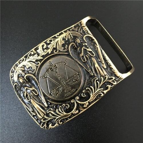 Libra Belt Buckle Solid Brass Cowboy Belt Diy Accessories Men Belts Buckles TOP Quality Mens Belts Luxury Buckle BK0057
