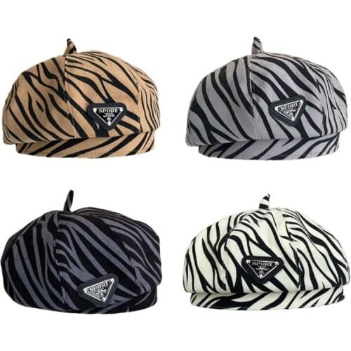 Retro Fashion Zebra Pattern British Beret Hat Niche Painter Hat Artist Hat Outdoor Leisure Fashion Beret Octagonal Hat