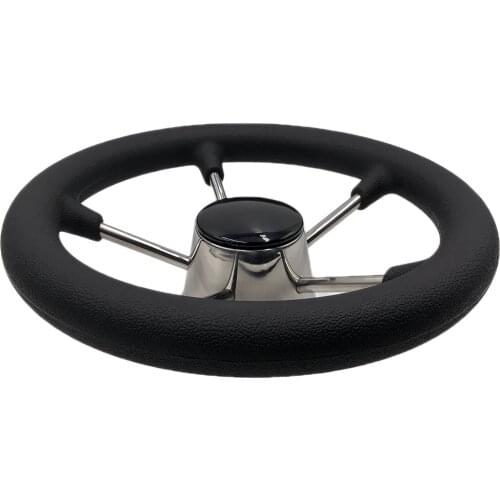 Stainless Steel 11inch Diameter Steering Wheel 5 Spokes Black Center Cap Boat Marine Steering Parts
