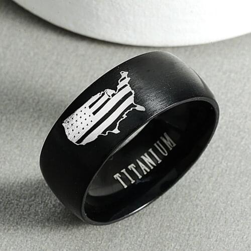 USA America Map Ring Independence Day Ring Stainless Steel Ring Tall Hat Decorative Festival Jewelry for Men and Women