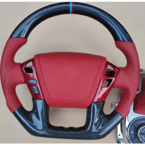 Cuatomized Carbon Fiber Sports Steering Wheel Alcantara Perforated Leather Compatible for Nissan Patrol 2018