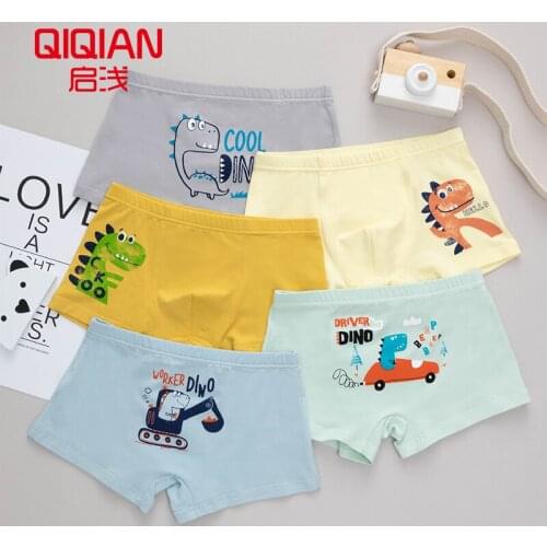 5 Pcs/lot Cotton Dinosaur Cartoon Printed Boys Short Pants Kids Boxer Briefs For Children’s Underwear