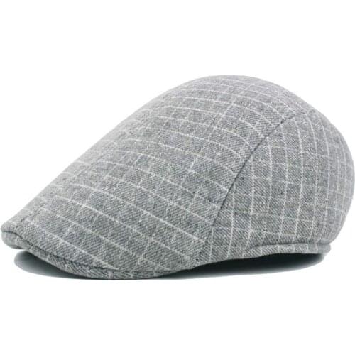 Vintage Mens Irish Ivy Plaid Flat Cap Gatsby Newsboy Hats Driver Winter Beret Cap Boina Grey Brown Size 58cm