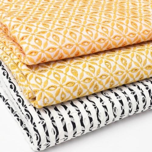 High Quality knitting Lace elasticity Fabric Hollow Embroidered Fashion Dress Tulle Fabric Cotton 100% for Wedding