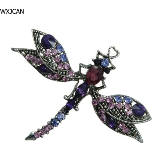 WXJCAN 3 Styles rhinestone insect dragonfly brooch High quality luxury vingtage brooches for women shawl scarf headscarf B5135