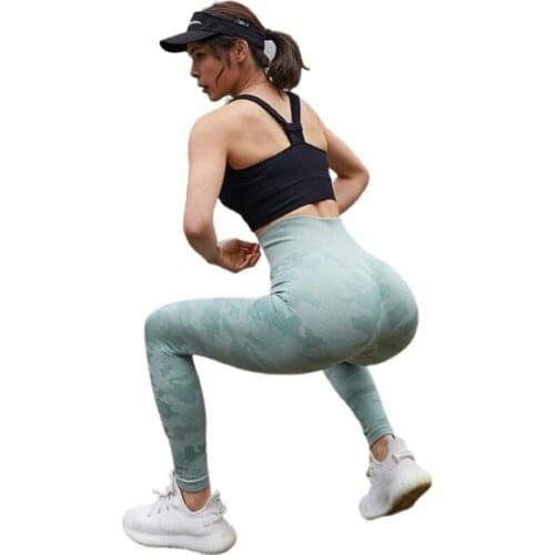 Women Camo Seamless Tummy Control Yoga Pants High Waist Sport Leggings Stretch Fit Gym Tights Camouflage Workout Running Pants