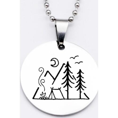 Fashion stainless steel necklace forest, house, girl pattern necklace holiday gift cartoon necklace 2020