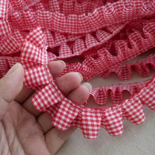 1M Red Plaid Lace Fabric 2020 High Quality Lace Fabric Guipure 2.5cm Sewing Trim Dress Laces Craft costura encajes dentelle QT16