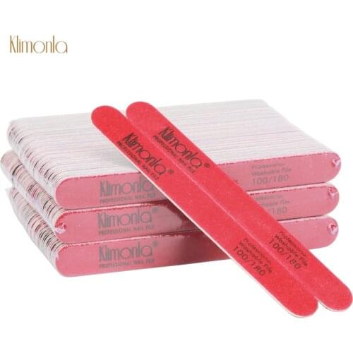 100Pcs/Pack Red And Black Double Side Nail File 100/180 Grit UV Gel Polish Buffer Files Sanding Block Manicure Pedicure Tools