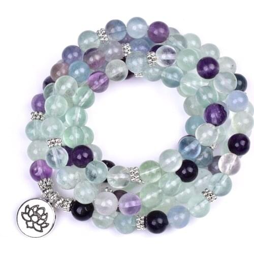 108mala Fluorite Bracelet Natural Stone Jewelry