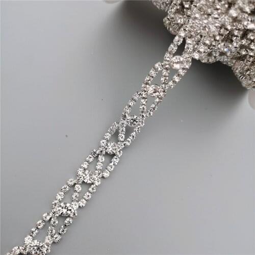 30cm Rhinestone Crystal Chain Bling Diamante Lace Diamond Trim Ribbon Necklace Applique Gem Sparkle Wedding Dress 0.47" Width