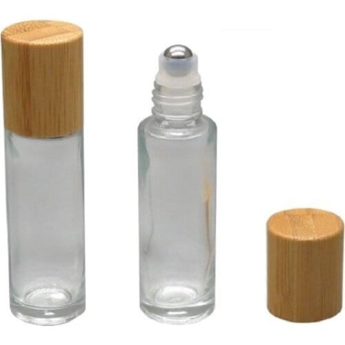 15ML 20pcs/lot Superior Quality Glass Roll On Bottle with Bamboo Cap, Empty Perfume Roll On Bottle, DIY Cosmetic Glass Bottle