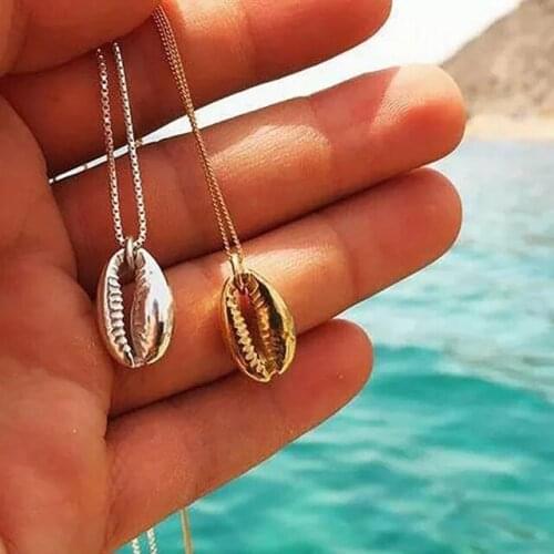 2021 Luxury Fashion Women Lady Jewelry Choker 41+5cm Gold Color Sea Shell Dangle Girl Mini Small Cute Lobster Delicate Necklaces