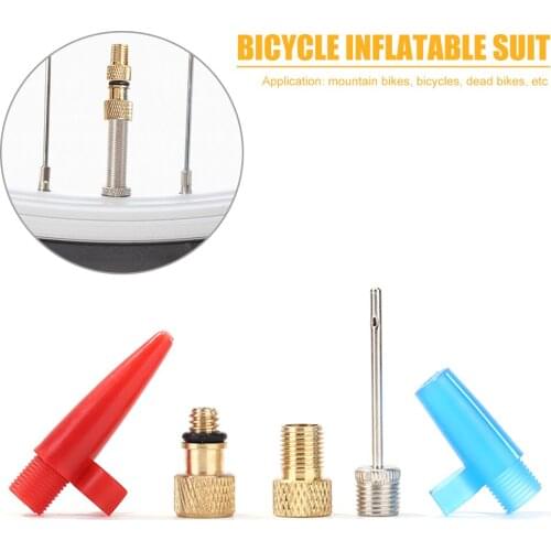 5pcs/set Bicycle Bike Tire Inflate Pump Schrader Presta Valve Ball Needle Air Hose Adapter Set Kit For Basketball Football