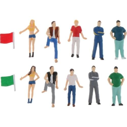 6pcs/set 1/64 Scale Model Street Scenes Tiny Figures DIY Layout Diorama Accs