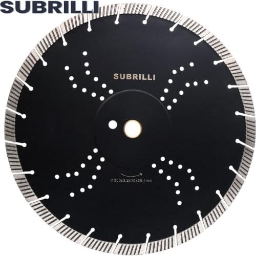 SUBRILLI 14" 350MM Diamond Cutting Disc for Stone Granite Marble Ceramic Concrete Hot Press Sintered Diamond Circular Saw Blades