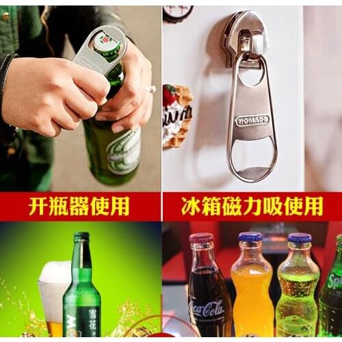 Free shipping Creative Zipper Head Shape Fridge Magnets Multifunction Bottle Opener Message Card Posted