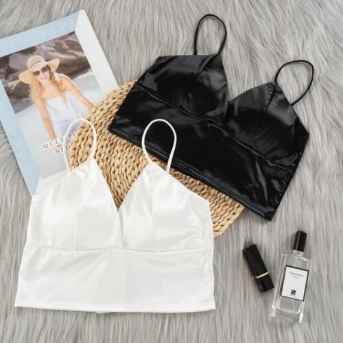 Women Sexy Strap Silk Smooth Plunge Bralette Bra Sleeping Brassiere Push Up Bras Lingerie Top Wireless Solid Color Bra Top