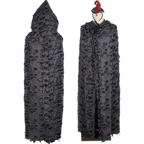 Halloween decoration props retro rags adult cloak black devil hooded wizard cloak