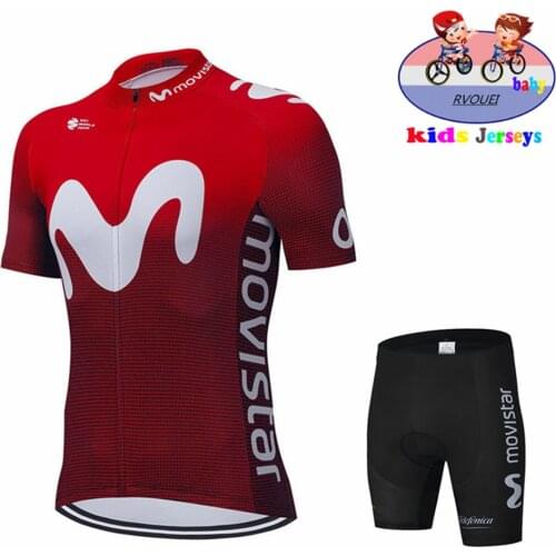 Movistar Baby Child Cycling Jerseys Kids Ropa Ciclismo Short Sleeve Jersey Cycling Clothing Boys MTB Bike Clothing Customizable