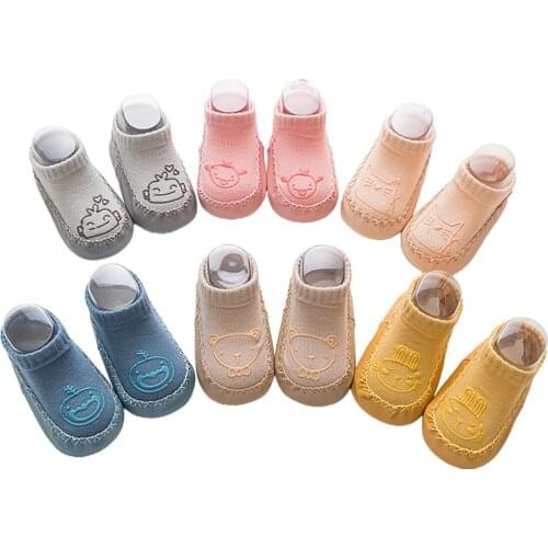 Baby Infant Boys Girls Solid Cartoon Floor Socks Toddler Newborn Non-slip Autumn Spring Floor Sock 0-14 Months