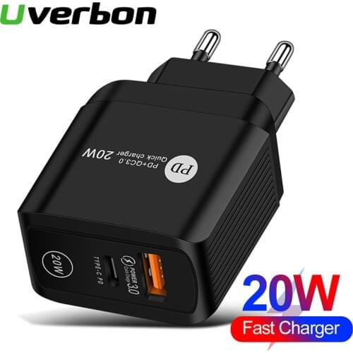 EU/US/UK Plug PD 20W USB Type C Charger Quick Charge 3.0 QC USB-C Fast Charging Travel Wall For Huawei P30 Samsung S10 Xiaomi