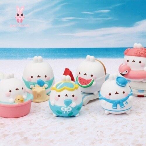 Blind Box Cute MOLANG Rabbit Summer Blind Box Guess Bag Caja Ciega Blind Bag Toy for Girls Anime Figures Model Birthday Gift